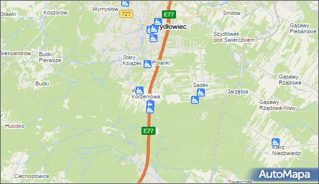 mapa Barak gmina Szydłowiec, Barak gmina Szydłowiec na mapie Targeo