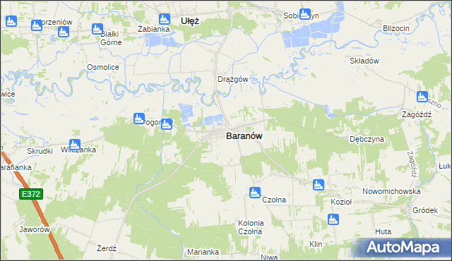 mapa Baranów powiat puławski, Baranów powiat puławski na mapie Targeo