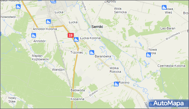 mapa Baranówka gmina Lubartów, Baranówka gmina Lubartów na mapie Targeo