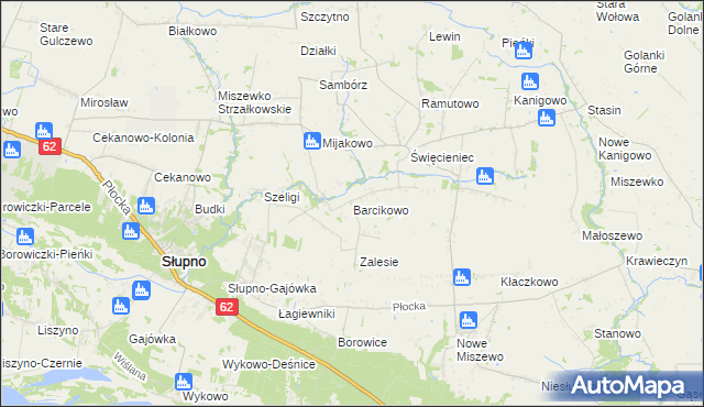 mapa Barcikowo gmina Słupno, Barcikowo gmina Słupno na mapie Targeo