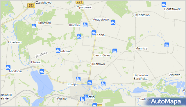 mapa Barcin-Wieś, Barcin-Wieś na mapie Targeo