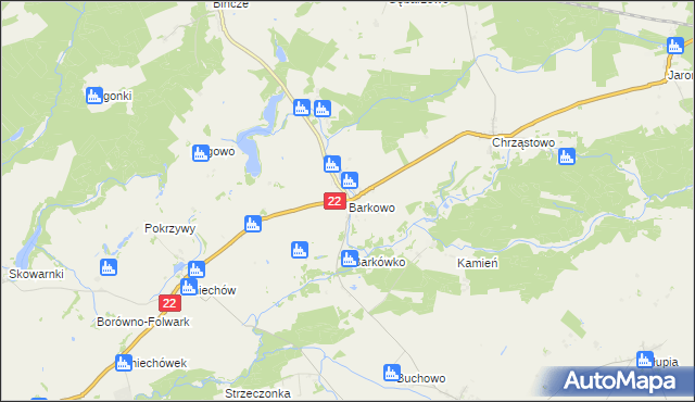 mapa Barkowo gmina Człuchów, Barkowo gmina Człuchów na mapie Targeo