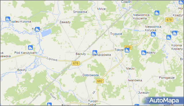 mapa Barszczówka gmina Turośń Kościelna, Barszczówka gmina Turośń Kościelna na mapie Targeo