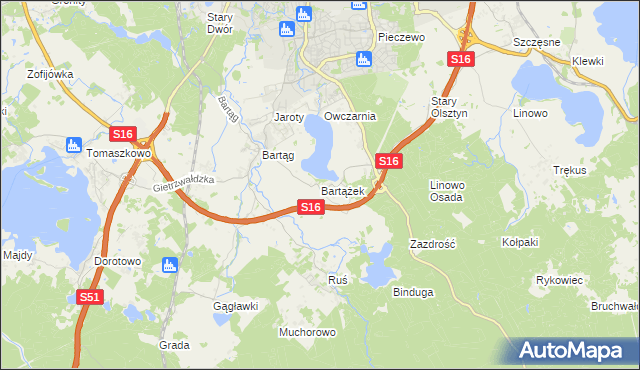 mapa Bartążek, Bartążek na mapie Targeo