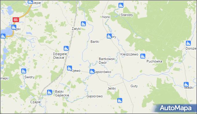 mapa Bartkowski Dwór, Bartkowski Dwór na mapie Targeo