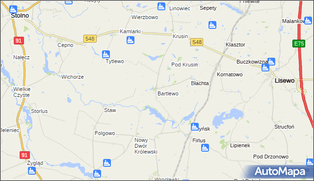 mapa Bartlewo gmina Lisewo, Bartlewo gmina Lisewo na mapie Targeo