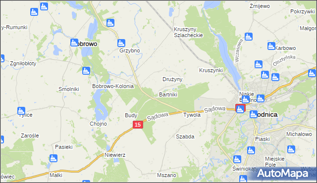 mapa Bartniki gmina Brodnica, Bartniki gmina Brodnica na mapie Targeo