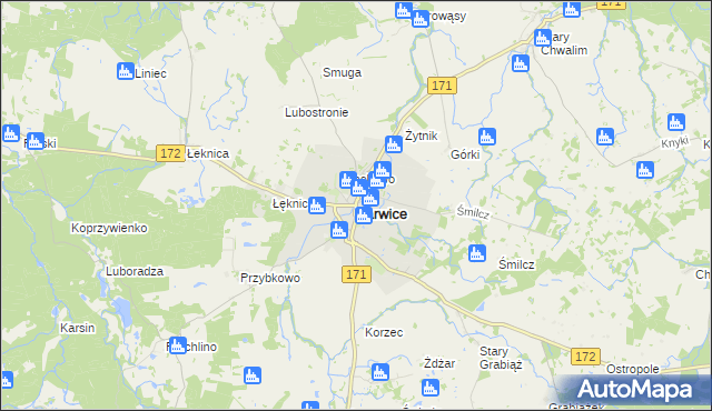 mapa Barwice, Barwice na mapie Targeo