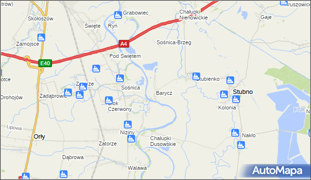 mapa Barycz gmina Stubno, Barycz gmina Stubno na mapie Targeo