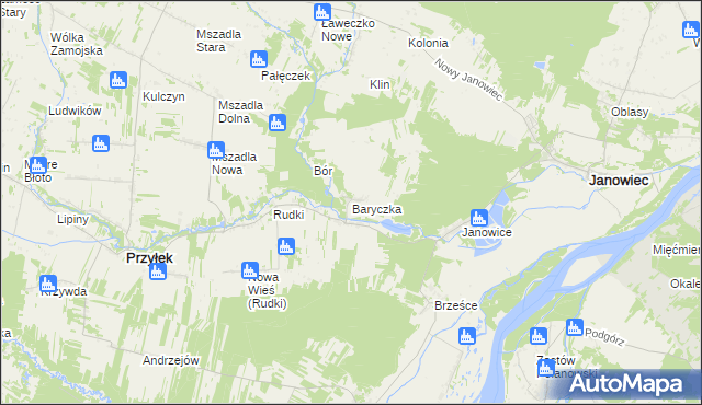 mapa Baryczka gmina Przyłęk, Baryczka gmina Przyłęk na mapie Targeo