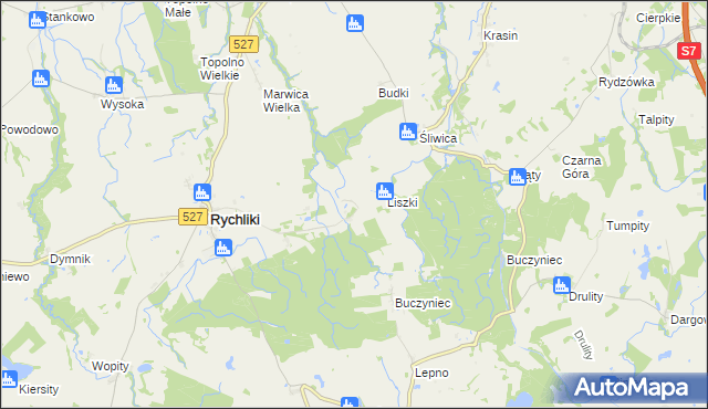 mapa Barzyna gmina Rychliki, Barzyna gmina Rychliki na mapie Targeo