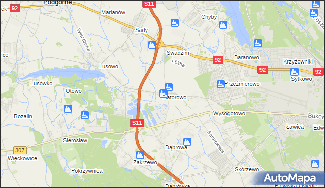 mapa Batorowo gmina Tarnowo Podgórne, Batorowo gmina Tarnowo Podgórne na mapie Targeo