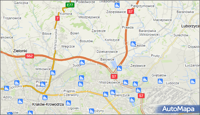 mapa Batowice, Batowice na mapie Targeo