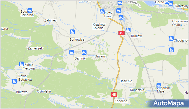 mapa Bażany, Bażany na mapie Targeo