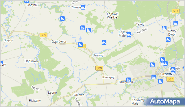 mapa Bażyny, Bażyny na mapie Targeo