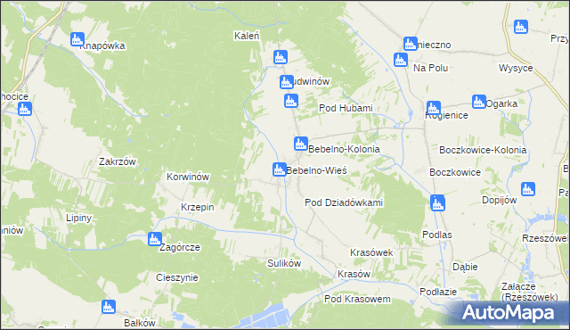 mapa Bebelno-Wieś, Bebelno-Wieś na mapie Targeo