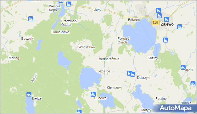 mapa Bednarzówka gmina Zalewo, Bednarzówka gmina Zalewo na mapie Targeo