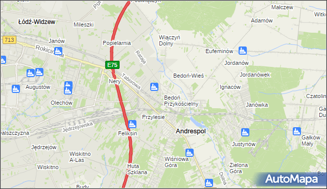 mapa Bedoń Przykościelny, Bedoń Przykościelny na mapie Targeo