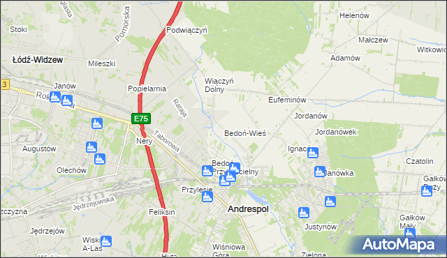 mapa Bedoń-Wieś, Bedoń-Wieś na mapie Targeo