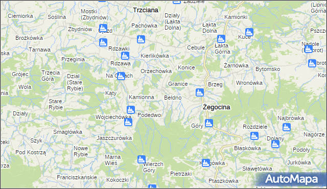 mapa Bełdno, Bełdno na mapie Targeo