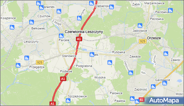 mapa Bełk gmina Czerwionka-Leszczyny, Bełk gmina Czerwionka-Leszczyny na mapie Targeo