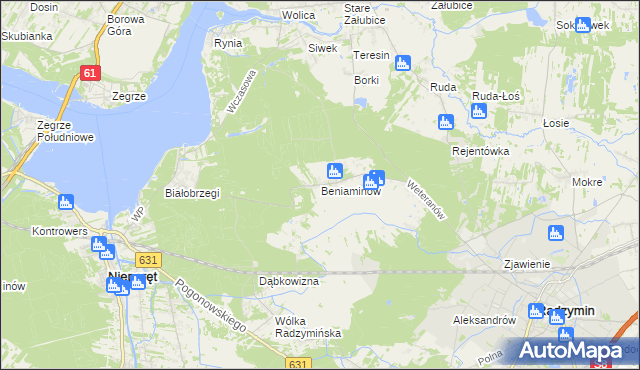 mapa Beniaminów gmina Nieporęt, Beniaminów gmina Nieporęt na mapie Targeo