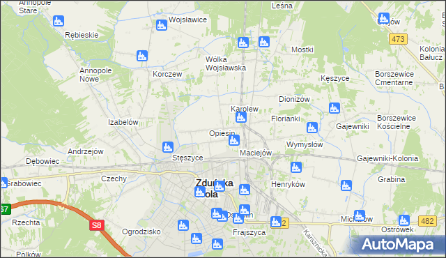 mapa Beniaminów gmina Zduńska Wola, Beniaminów gmina Zduńska Wola na mapie Targeo