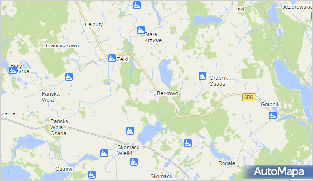 mapa Berkowo gmina Wydminy, Berkowo gmina Wydminy na mapie Targeo