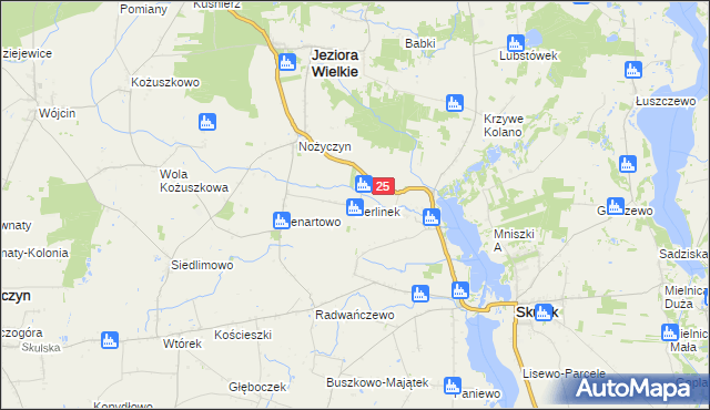 mapa Berlinek gmina Jeziora Wielkie, Berlinek gmina Jeziora Wielkie na mapie Targeo