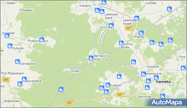 mapa Bernacki Most, Bernacki Most na mapie Targeo