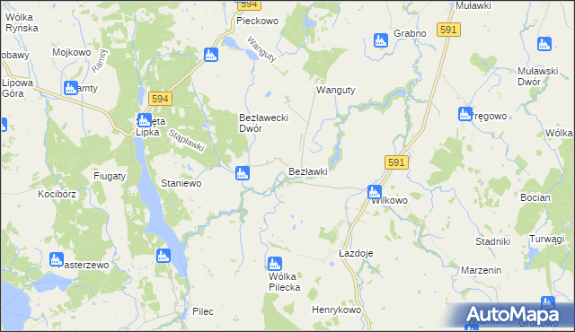 mapa Bezławki, Bezławki na mapie Targeo