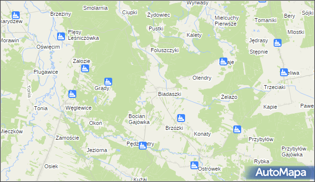 mapa Biadaszki gmina Galewice, Biadaszki gmina Galewice na mapie Targeo