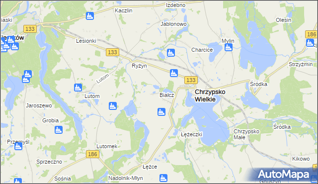 mapa Białcz gmina Chrzypsko Wielkie, Białcz gmina Chrzypsko Wielkie na mapie Targeo