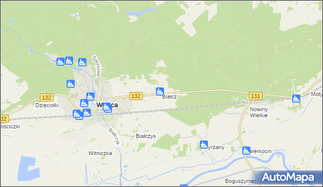 mapa Białcz gmina Witnica, Białcz gmina Witnica na mapie Targeo