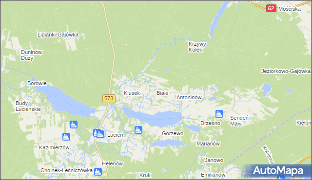 mapa Białe gmina Gostynin, Białe gmina Gostynin na mapie Targeo