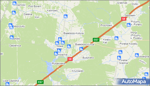 mapa Białebłoto-Kurza, Białebłoto-Kurza na mapie Targeo