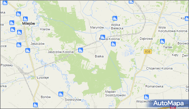 mapa Białka gmina Milejów, Białka gmina Milejów na mapie Targeo