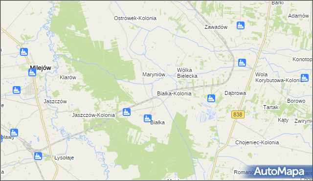 mapa Białka-Kolonia, Białka-Kolonia na mapie Targeo