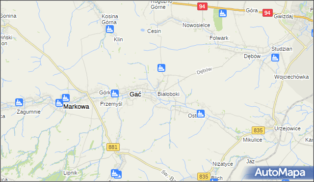 mapa Białoboki, Białoboki na mapie Targeo