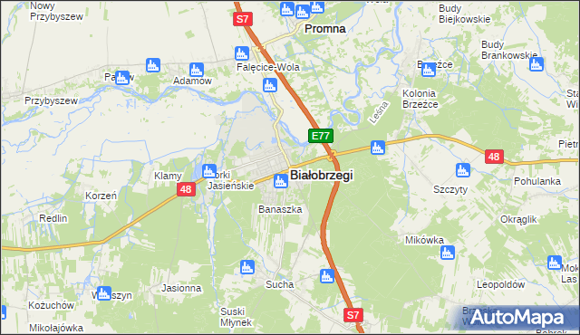 mapa Białobrzegi, Białobrzegi na mapie Targeo