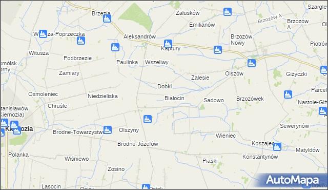 mapa Białocin gmina Iłów, Białocin gmina Iłów na mapie Targeo