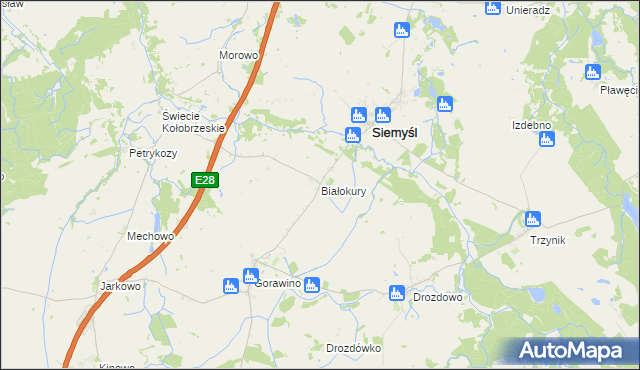 mapa Białokury, Białokury na mapie Targeo