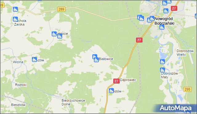 mapa Białowice, Białowice na mapie Targeo