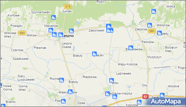 mapa Białutki, Białutki na mapie Targeo