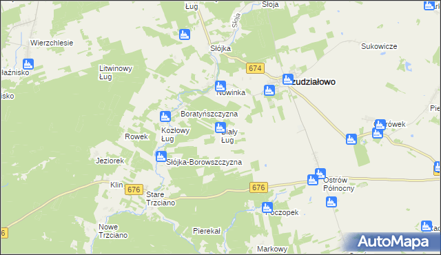 mapa Biały Ług gmina Szudziałowo, Biały Ług gmina Szudziałowo na mapie Targeo