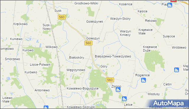 mapa Białyszewo-Towarzystwo, Białyszewo-Towarzystwo na mapie Targeo