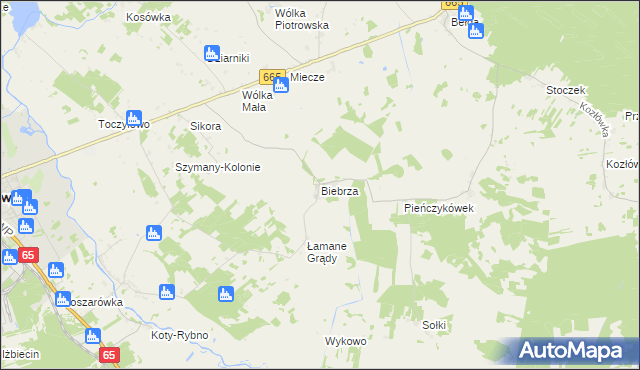 mapa Biebrza, Biebrza na mapie Targeo