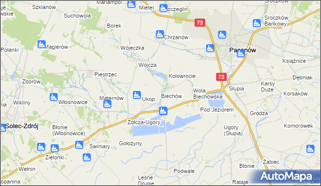 mapa Biechów gmina Pacanów, Biechów gmina Pacanów na mapie Targeo