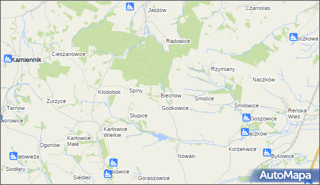 mapa Biechów gmina Pakosławice, Biechów gmina Pakosławice na mapie Targeo