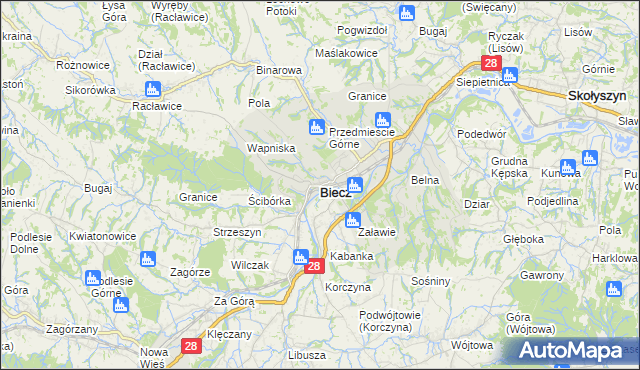 mapa Biecz powiat gorlicki, Biecz powiat gorlicki na mapie Targeo